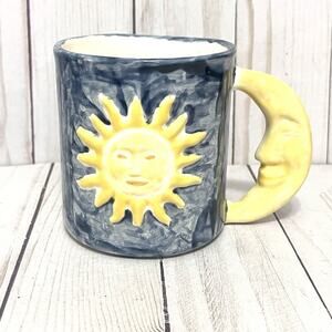 Hand Made Sun Moon And Stars Ceramic Celestial Mug Cup